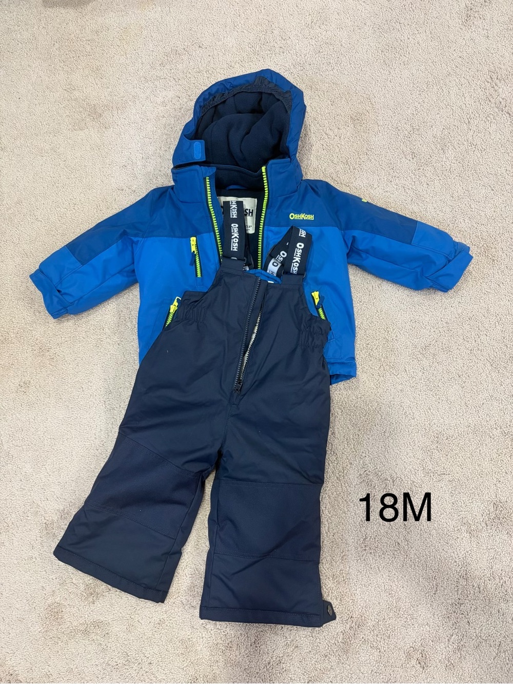 OshKosh Blue Winter Jacket and Navy Snow Pants Set - 18M
